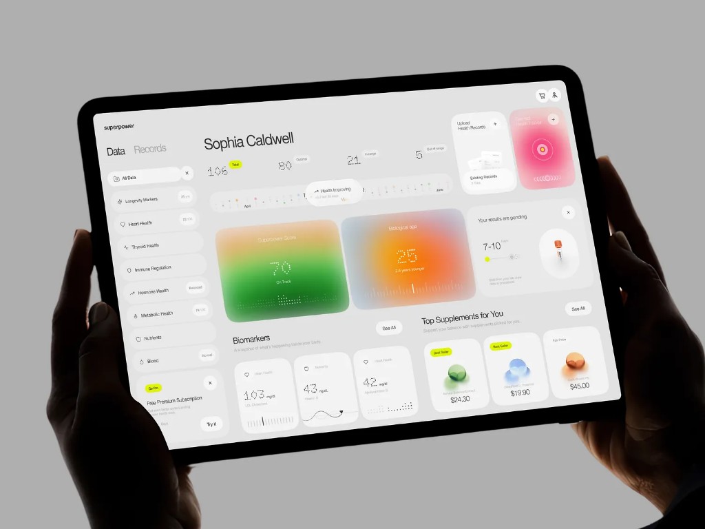 Clinician reviewing a patient health dashboard on a tablet