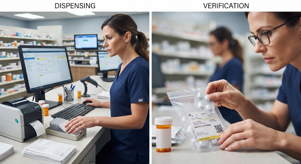 Dispensing workstation and pharmacist verification