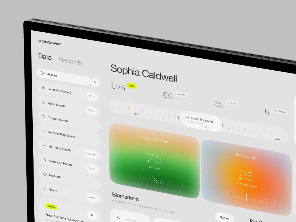 Patient records and biomarker dashboard on a clinical workstation